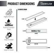 Tile Insert Shower Drain Channel (24 x 2 Inches) with Cockroach Trap (304 Grade) - by Specule